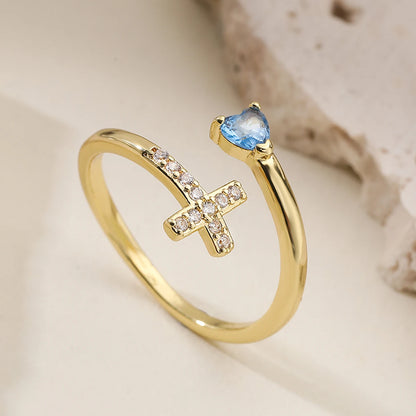 NEWBUY New Fashion Clear Shiny CZ Zircon Cross Evil Eye Rings For Women Girl Finger Accessories Party Jewelry Gift