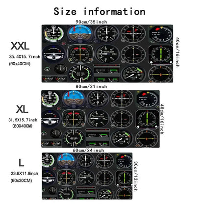 XXL Extended Gaming Mouse Pad Aircraft Cockpit Print Non Slip Stitched Edge Rubber Base Desk Mat Keyboard Carpet PC Laptop