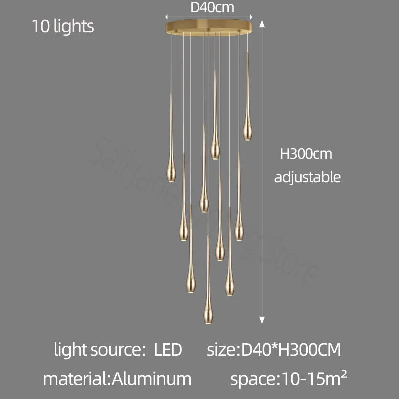 Minimalist LED Chandelier Luxurious Modern Living Room Lighting Duplex Attic Home Decoration Dining Room Staircase Pendant Light