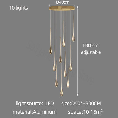 Minimalist LED Chandelier Luxurious Modern Living Room Lighting Duplex Attic Home Decoration Dining Room Staircase Pendant Light