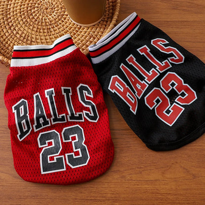 Summer Pet Vest Small Body Hugger American Bulldog Breathable Lightweight Small Dog Lettered Basketball Two-Piece Outfit