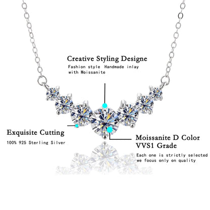 ALIZERO 1.7 Carat D Color VVS1 Moissanite Necklace For Women Fine Jewelry 925 Sterling Sliver Plated 18k White Gold Necklace