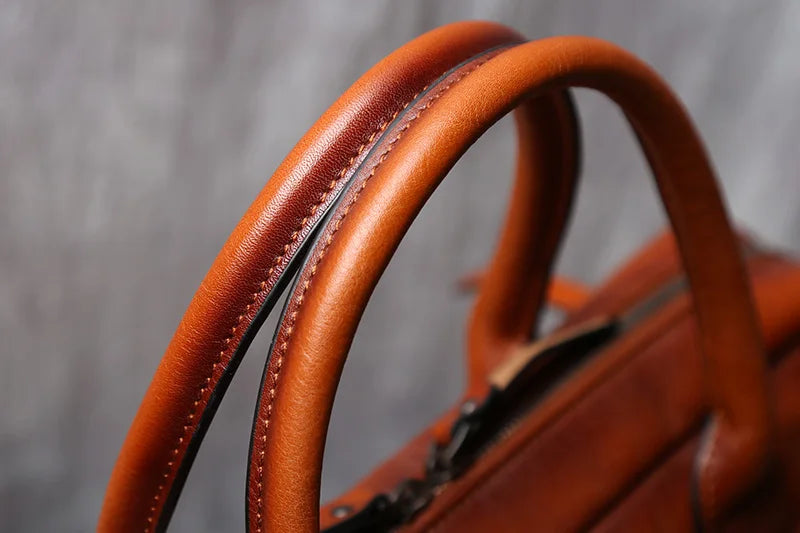Retro Leather Men's Briefcase Top Layer Leather Handbag Casual Shoulder Messenger Bag Business Laptop Bag Trendy Men's Bag NZPJ
