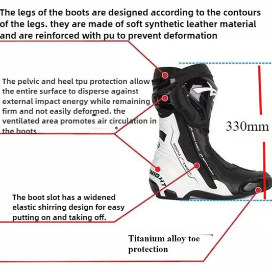 MOCHA KNIGHT Motorcycle Track Riding Boots CE Certification Professional Racing Off-road Botas Men Women BENKIA Supertech Boots
