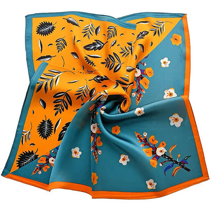 100% Pure Mulberry Silk Women Square Scarf Prints Headband Neckerchief Luxury Female Hair Ornament Female Bandana Scarves 53CM