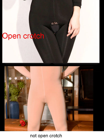 Unisex Winter Fleece Bodystocking Closed Open Crotch Bodysuit Tights Hot Sexy Thermal Leotard Conjoined Lingerie Pyjamas Catsuit