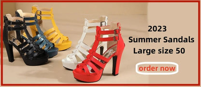 Platform Women's Sandals Summer Shoes White Red Black High Heels Ankle Strap Flip Flops Wedding Party Shoes Large Size 45 50