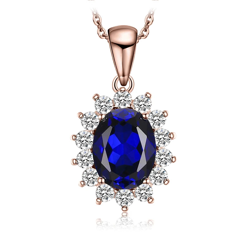 JewelryPalace Princess Diana Created Blue Sapphire Ruby Simulated Emerald 925 Sterling Silver Pendant Necklace for WomenNo Chain