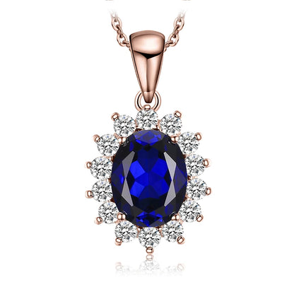 JewelryPalace Princess Diana Created Blue Sapphire Ruby Simulated Emerald 925 Sterling Silver Pendant Necklace for WomenNo Chain