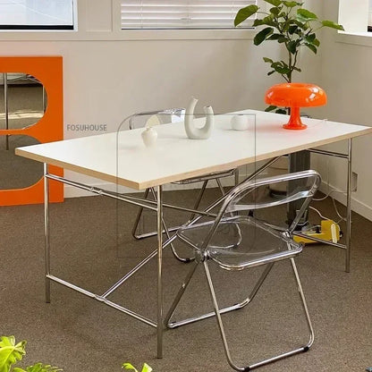 Office Furniture Stainless Steel Leg Rectangular Desks Solid Wood Office Computer Desk For Conference Room Writing Study Table g