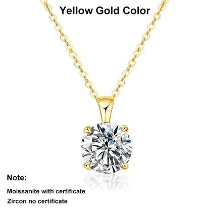 NeeTim 2ct 3ct Moissanite Necklace for Women Sterling Silver 925 with Yellow Rose White Gold Plated Engagement Pendant Necklace