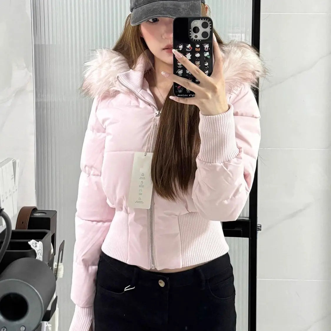Winter Cold Coat Warm Cropped Jackets Women Fur Hooded Quilted Jacket Parka Streetwear Windproof Coat Cotton Padded Jacket Trend