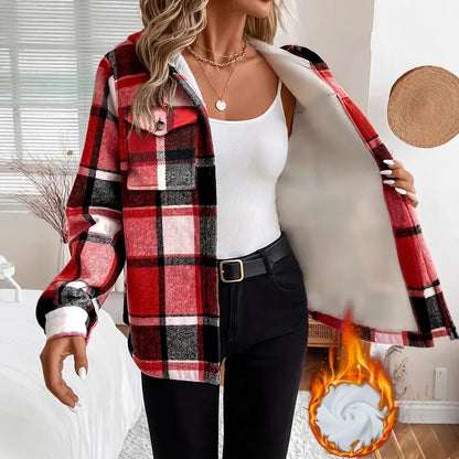 2025 Women's Winter Coats Fleece Casual Jackets Printed Shirts New Women's Outerwear Tops  Casual Hooded Jacket Baseball Jacket