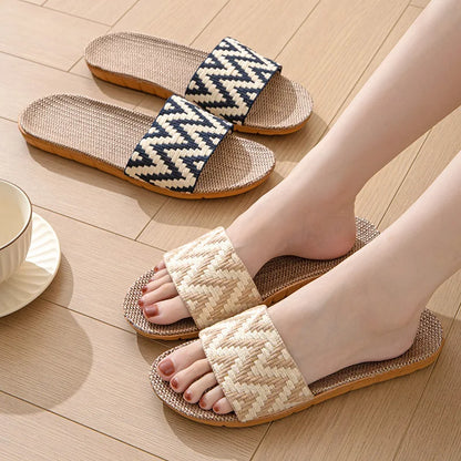 Hemp Casual Women's Slippers Home Flats Spring Summer Luxury Designer Woman Shoes Fashion Indoor Slides Ladies Soft sole Elegant