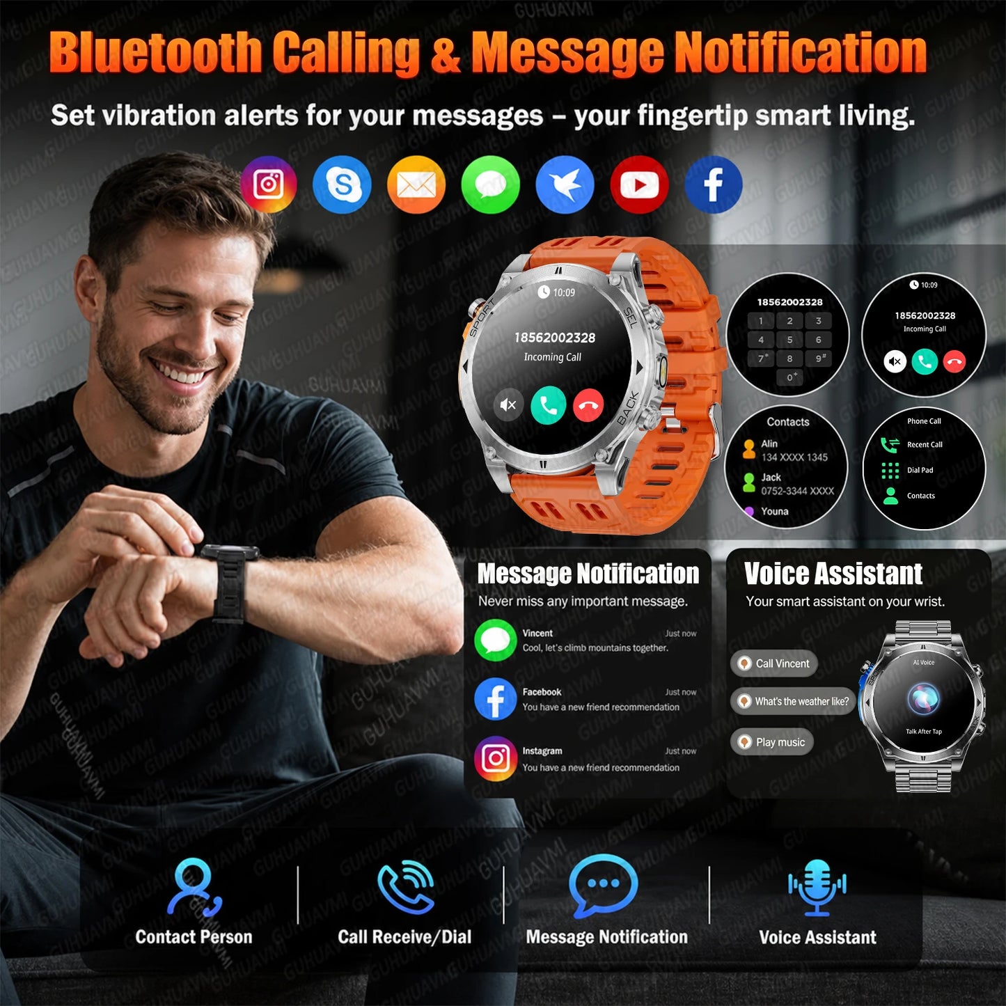 2026 New Military T-RX4 Ultra GPS Smart Watch Men 10ATM Waterproof Compass Flashlight Bluetooth Call Sports tracker Smartwatch