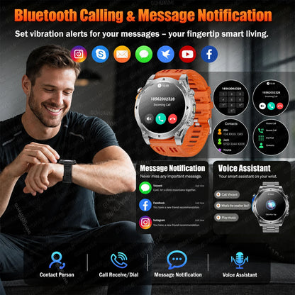 2026 New Military T-RX4 Ultra GPS Smart Watch Men 10ATM Waterproof Compass Flashlight Bluetooth Call Sports tracker Smartwatch