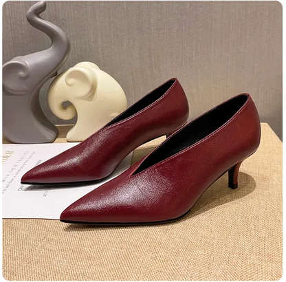 Sandals Luxury Brand Sexy Dress Shoes Elegant Chunky High Heeeled Pumps Sexy Pointed Toe Evening Shoes Women Shoes V Cut Shoes