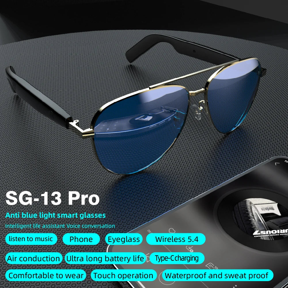 Smart Wireless Bluetooth Glasses Fashion Anti-Blue Light Glasses Multi-functional Music Playback Phone Answering Touch Operation