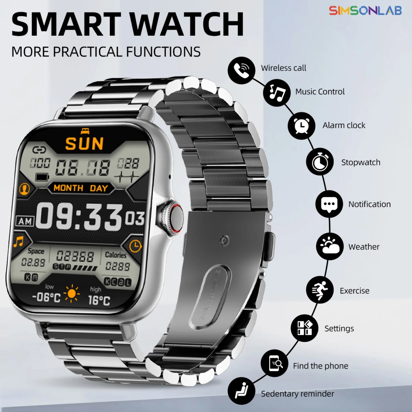 New Smart Watch 1.83'' Waterproof Message Answer Call Sports Pedometer Sleep Monitoring Information Alerts For IOS&Android