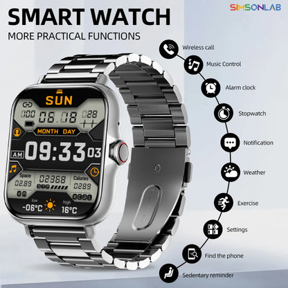 New Smart Watch 1.83'' Waterproof Message Answer Call Sports Pedometer Sleep Monitoring Information Alerts For IOS&Android