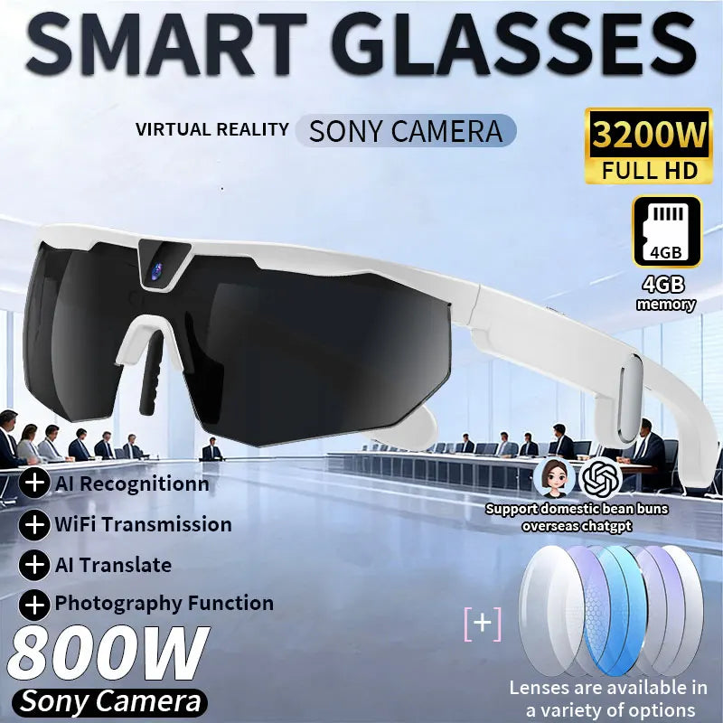 LIGE New Smart Glasses 800W Pixels Camera  1080P Video Waterproof Outdoor Cycling UV protection Bluetooth Call Smart Sunglasses
