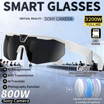 LIGE New Smart Glasses 800W Pixels Camera  1080P Video Waterproof Outdoor Cycling UV protection Bluetooth Call Smart Sunglasses