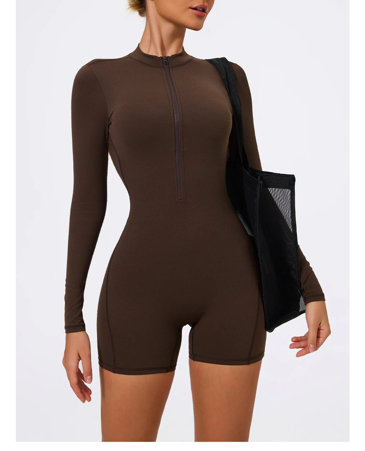 Summer V Back Scrunch One-Piece Suit Push Up Sports Jumpsuit Woman Fitness Zipper Overalls Workout Rompers Women Gym Bodysuits