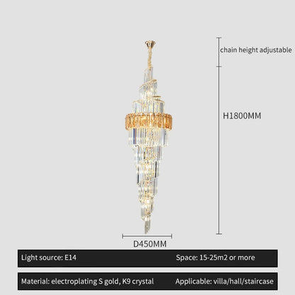 Light Luxury Large Chandelier Spiral Staircase Chandelier Luxurious And Atmospheric Duplex Villa Hotel Lobby Chandelier