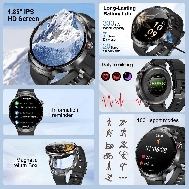 2026 New TWS 2 in 1 Smart Watch with Earbuds Bluetooth Call Earphone Smartwatch Men Women Heart Rate Monitor Sport Music Watches