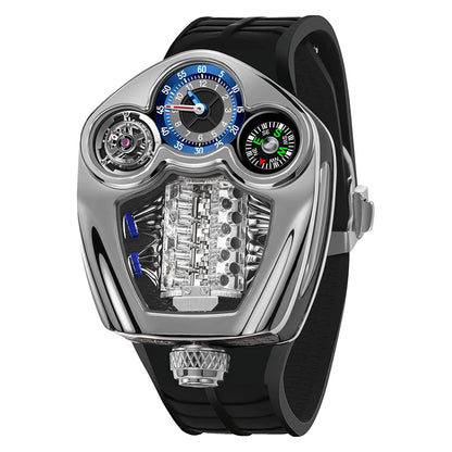 PINDU Design Men's Watch Top Brand Luxury Business Watch Men's Compass Waterproof Quartz Wristwatches Silicone Strap P6658