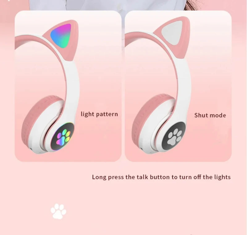 Cat Shaped Wireless Bluetooth Earphones Handsfree Earbuds with Microphone for All Phones Fashion Headphoens Game Headset