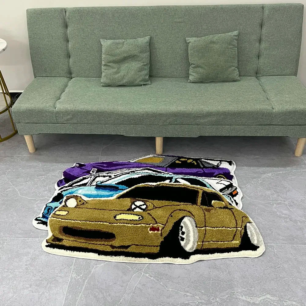 Fashion Racing Car Rugs Soft Tufting Sports Car Carpet Living Room Bedroom Home Decor Non-slip Floor Mat Bedside Pad Dropship