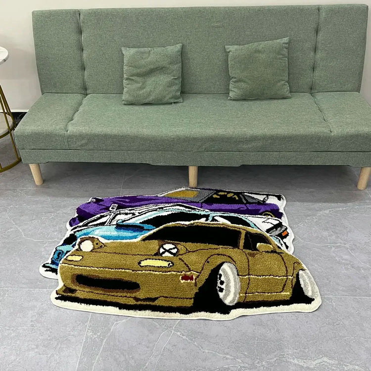 Fashion Racing Car Rugs Soft Tufting Sports Car Carpet Living Room Bedroom Home Decor Non-slip Floor Mat Bedside Pad Dropship