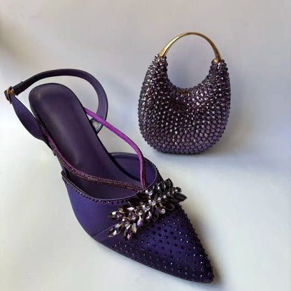Insightlink Elegant Italian Design Pink Butterfly Shoes and Bag Set for Women - Perfect for Parties and Weddings