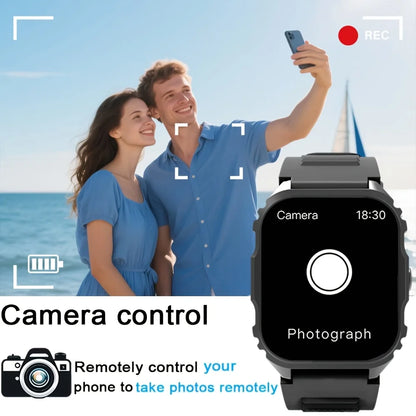 Smart Watch，1.84-Inch Large Square Screen, with Multi-Sports Mode/Call Reminder/Music/Photography And Other Super Functions