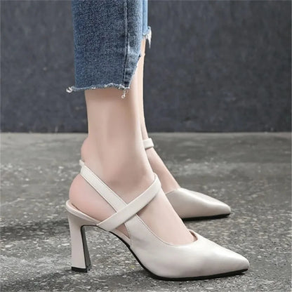 Cresfimix Zapatos De Mujer Women Sweet Pointed Toe Yellow Pu Leather Slip on 5cm High Heel Shoes for Summer Office Party A9168
