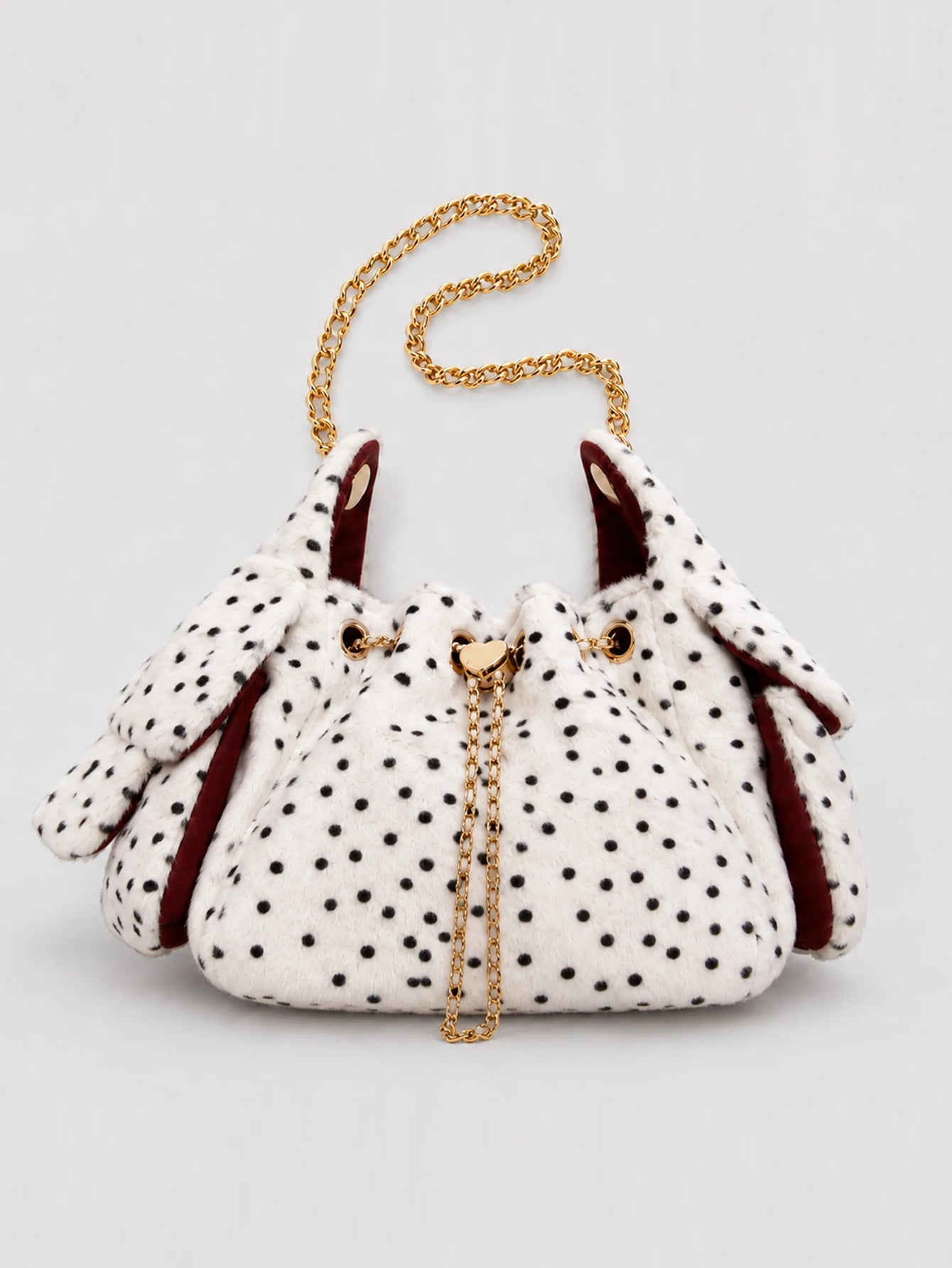 Fashion Leopart Dot Faux Fur Buckets Bag Designer Drawsting Chains Small Tote Bag Luxury Plush Shoulder Crossbody Bags 2026