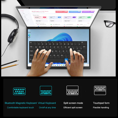 CRELANDER Mini Laptops 14 Inch 2240*1440 Double Touch Screen Intel Processor Foldable Tablet PC Windows11 Dual Screen Laptop