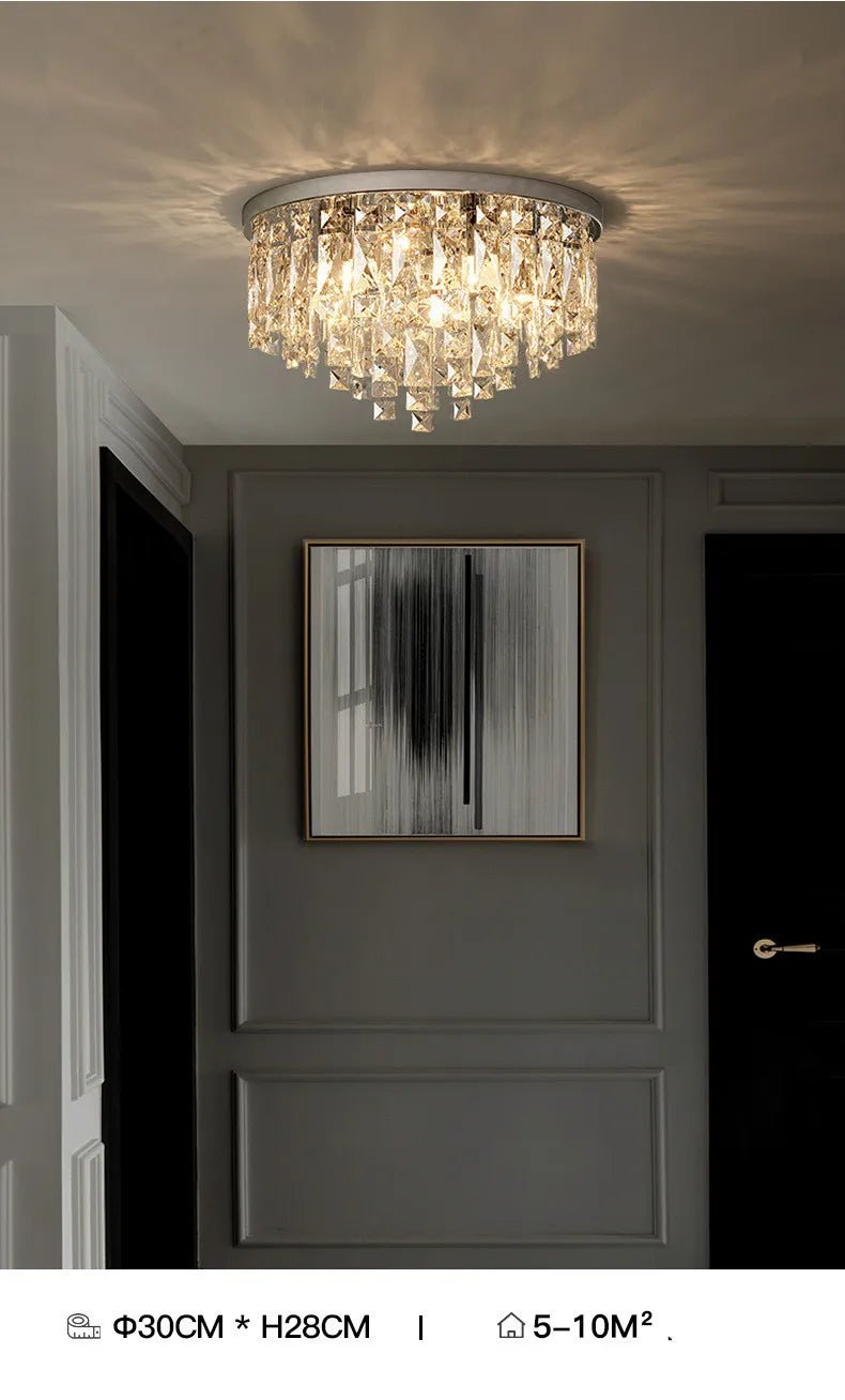 Modern Luxurious Crystal Ceiling Lamp Gold & Silver Color for Living Room Dining Room Bedroom - Elegant Lighting Fixture