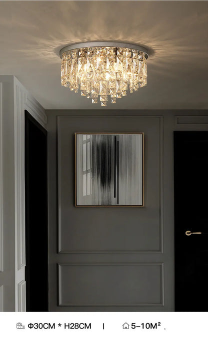 Modern Luxurious Crystal Ceiling Lamp Gold & Silver Color for Living Room Dining Room Bedroom - Elegant Lighting Fixture