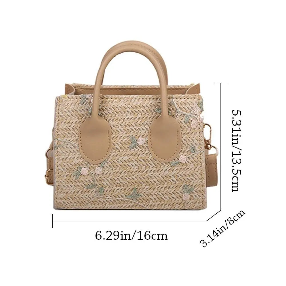 Fashion Women Summer Straw Bag Girls Shoulder Bags Casual Handbag Solid Color Crossbody Bags