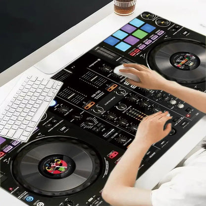 DJ Turntable Mixer Controller Music Pattern Print MousePad Large Gaming Mousepads Non-slip Laptop Tablet Mat PC Soft Pad Playmat