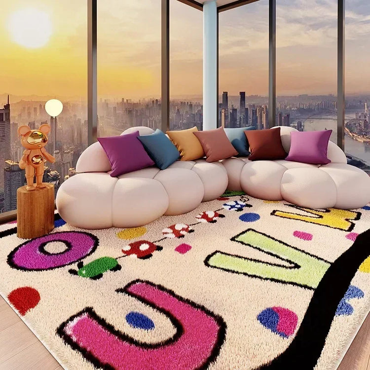 VIKAMA Carpet for Living Room Colorful Large Area Cartoon Bedroom Bedside Plush Rugs Cute IG Sofa Coffee Table Floor Mats