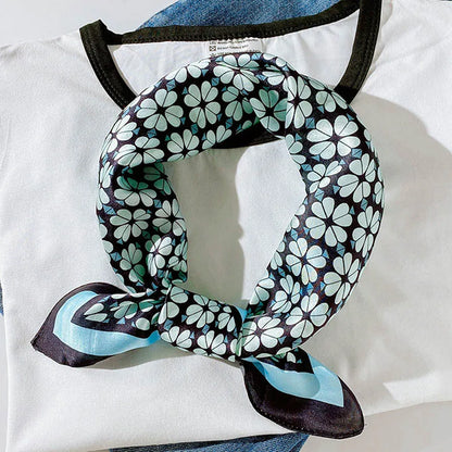 Silk Scarf For Bag Lady Neck Tie 100% Silk Scarf Luxury Brand Print Flower Stripe Plaid Dot Bandana Hair Tie Handkerchief Gifts
