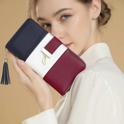 Pomelo Best RFID Blocking Tri-color Women's Zipper Wallet PU Leather Large Capacity Card Holder Coin Purse Travel Gift Clutch