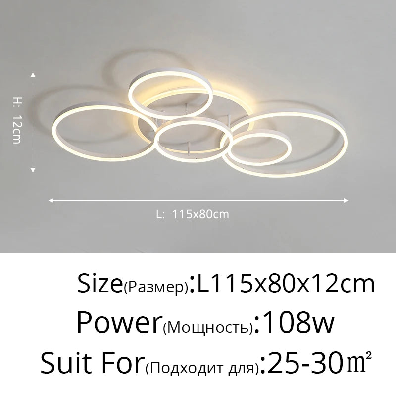 Modern Round Design Ceiling Lights For Living Room Bedroom Gold White Coffee Painted  Circle Rings Lighting Fixtures Luminaire