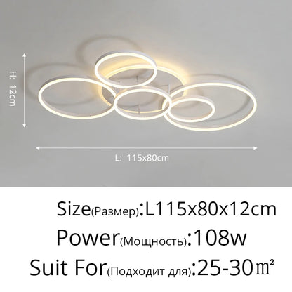 Modern Round Design Ceiling Lights For Living Room Bedroom Gold White Coffee Painted  Circle Rings Lighting Fixtures Luminaire