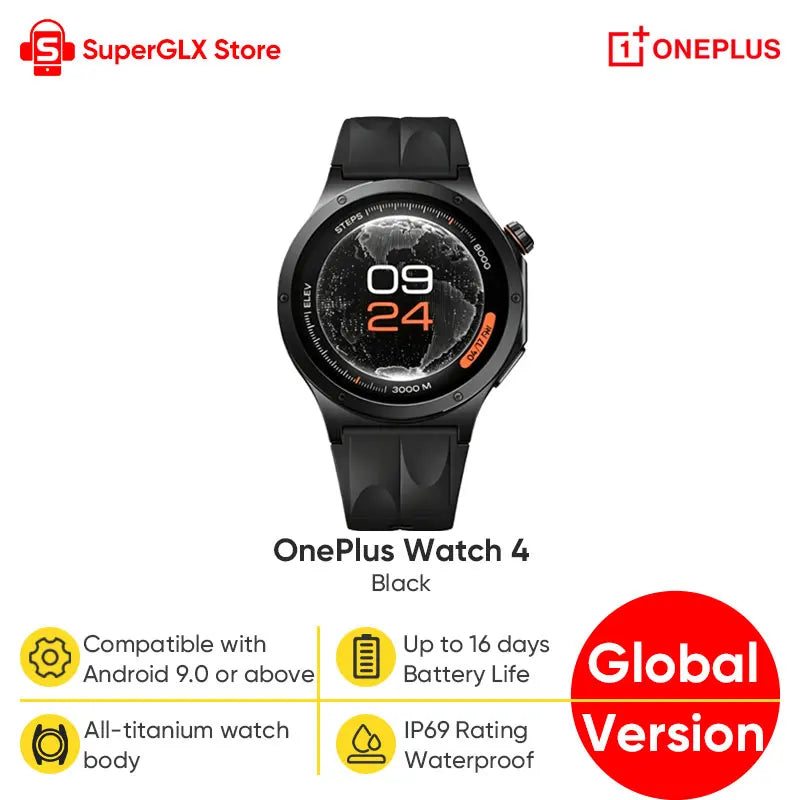 Global Version OnePlus Watch 4 Smart Watch 1.50'' AMOLED Display Snapdragon W5 Processor Up to 16 Days of Battery Life Wear OS