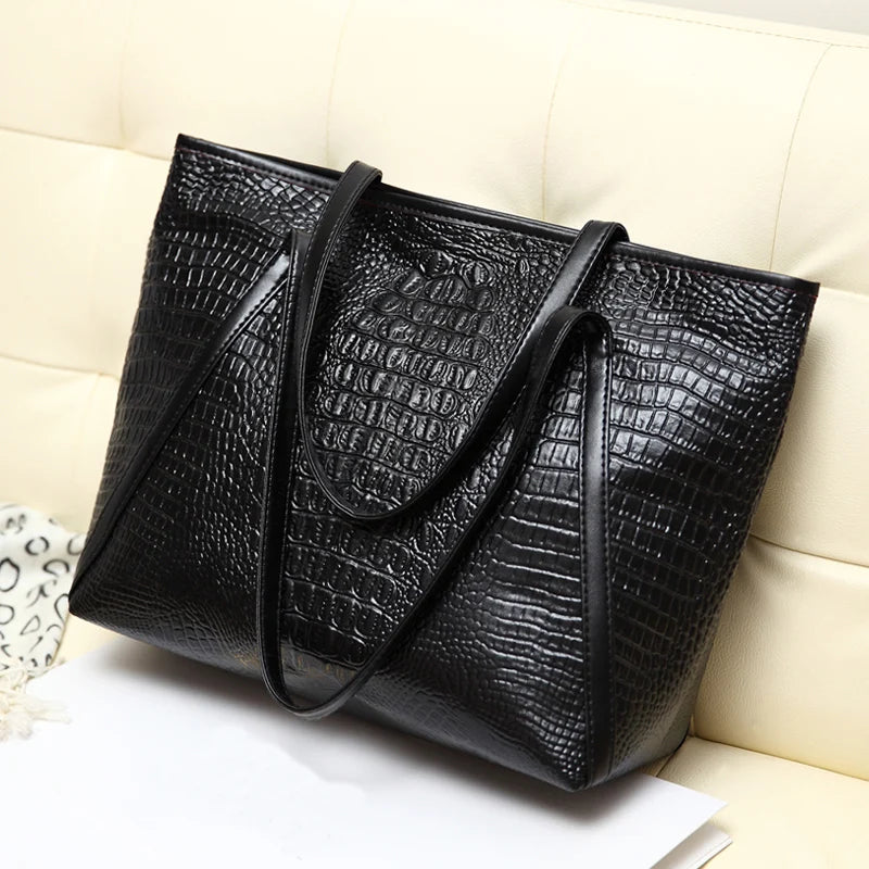 Crocodile Grain PU Leather Women Handbags Large Capacity Female Big Totes Woman Shoulder Bags Shopping Bag Bolsa Feminina