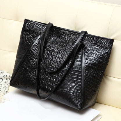 Crocodile Grain PU Leather Women Handbags Large Capacity Female Big Totes Woman Shoulder Bags Shopping Bag Bolsa Feminina